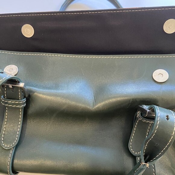 Claudia Firenze Genuine Leather Green Studded Handbag Buckle Straps snap closure - Picture 6 of 10
